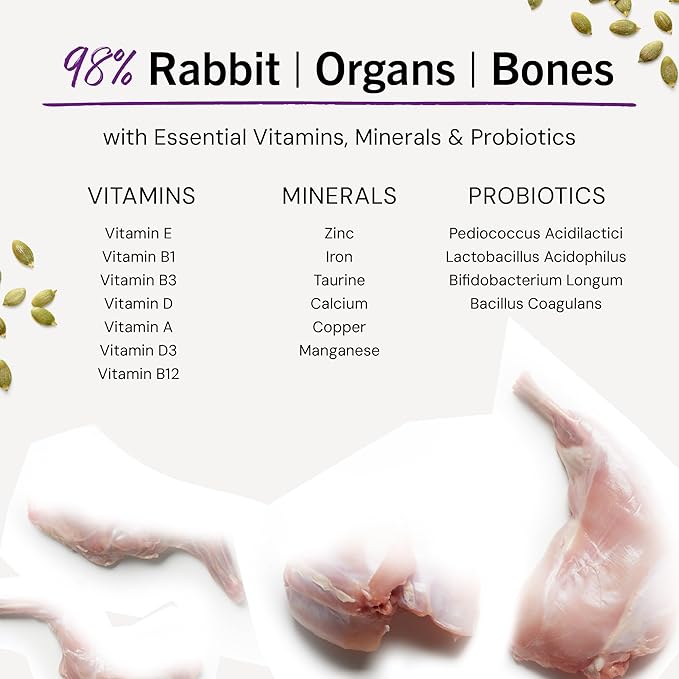 Stella & Chewy's Freeze-Dried Raw Cat Dinner Morsels - Premium Rabbit Recipe with 98% Responsibly-Sourced Meat & Organs - Natural Grain-Free Cat & Kitten Food - Made in USA - 3.5 oz