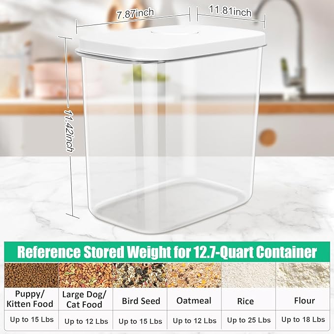 TBMax Dog Cat Food Storage Container 12-15 Lbs with Easy-Carrying Handles, Stackable Pet Food Dog Treat Container with Pop Up Lids, Airtight Food Storage Bin for Kitchen Organization