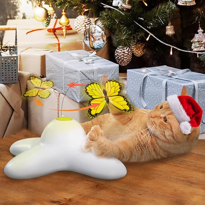 All for Paws Cat Toys Interactive Butterfly Flutter Bug Cat Automatic Toy Stimulating Kitty Toys Enrichment for Indoor Cats