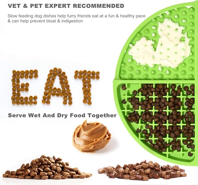 Bangp Licking Mat for Dogs and Cats,Dog Slow Feeders,Boredom Anxiety Reduction,Heavy-Duty Puzzle Mat Dog Treat Mat with Unique Quadrant Design,Perfect for Yogurt,Treats or Peanut Butter(Green)