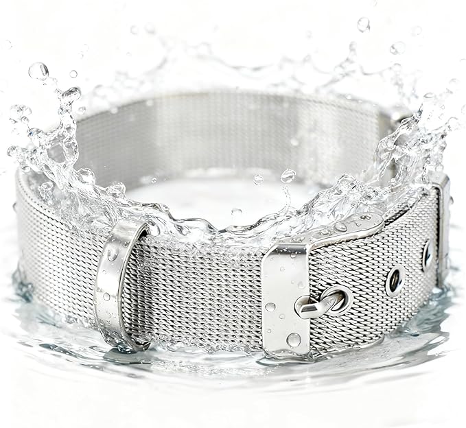 Stainless Steel Medium Adjustable Breathable Belt Pet Collar Dog Cat Kitten Waterproof S/M/L 14mm Woven Tape Slip Durable Stainless Steel Choker