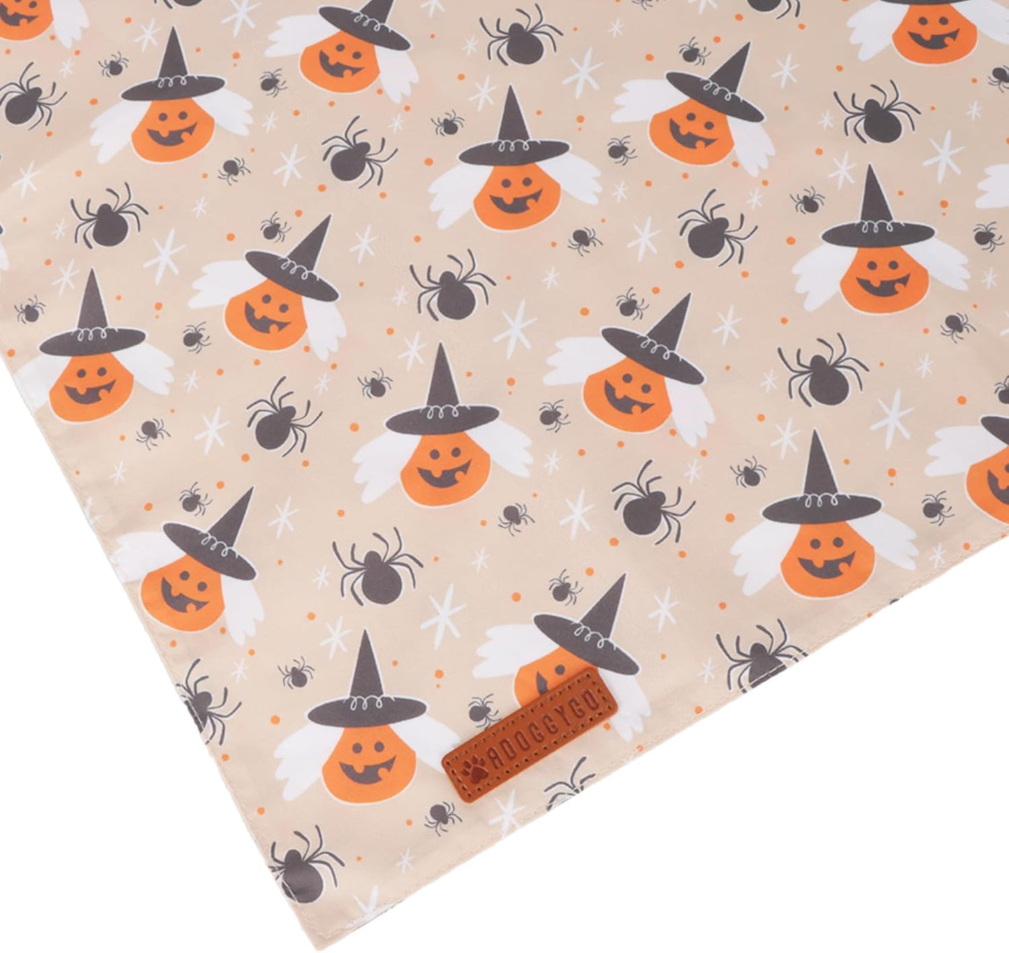 ADOGGYGO Halloween Dog Bandanas, Ghost Pumpkin Witch Scarf, Multi Size, Black Orange Halloween Bandanas for Small Dogs Pets (Small)
