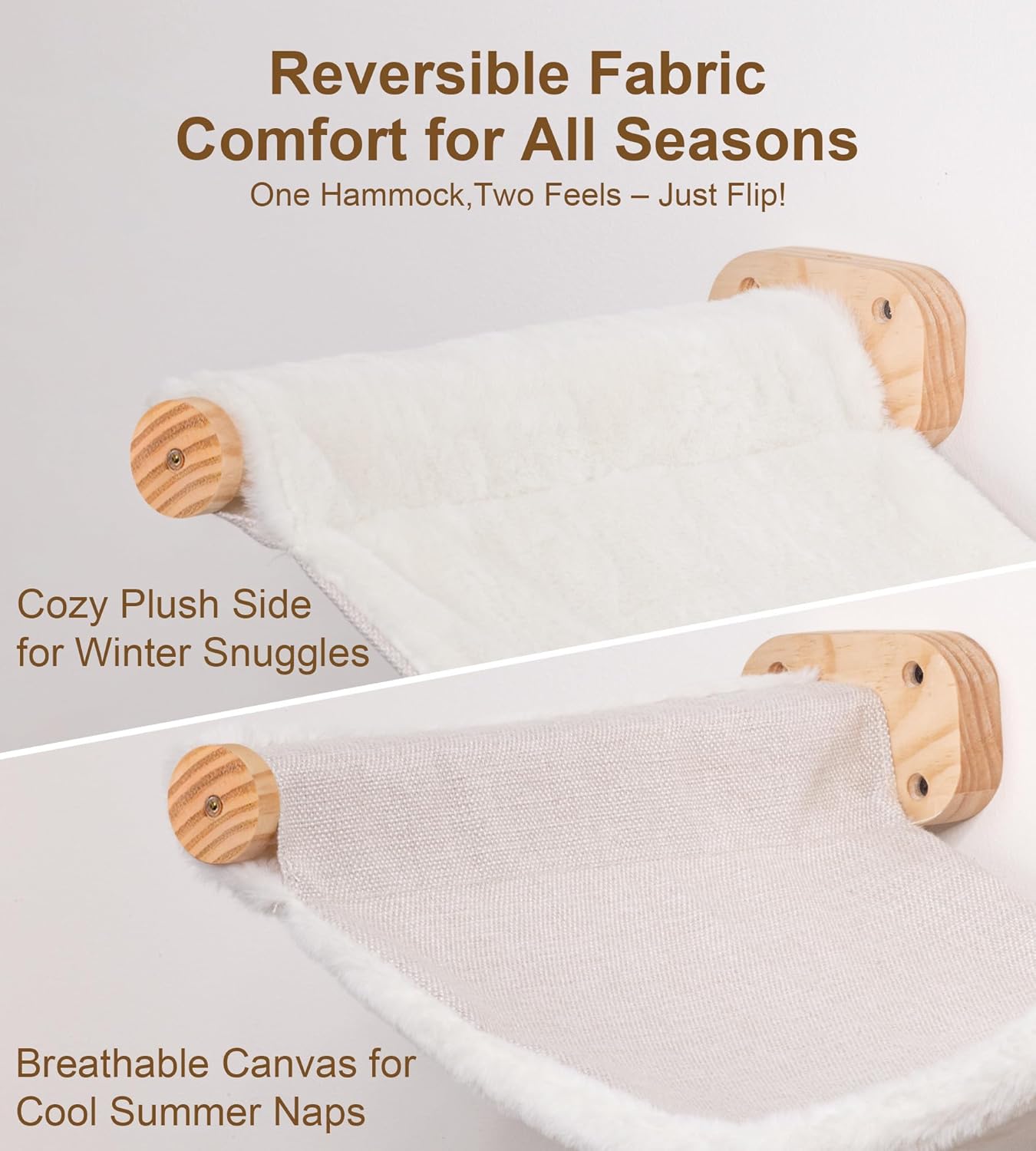 Cat Wall Shelves with 1 Floating Fabric Hammock, 2 Ladders with 4 Steps Each & 1 Flat Cat Shelf, Wall Mounted Bed Furniture & Climber, Indoor Playground