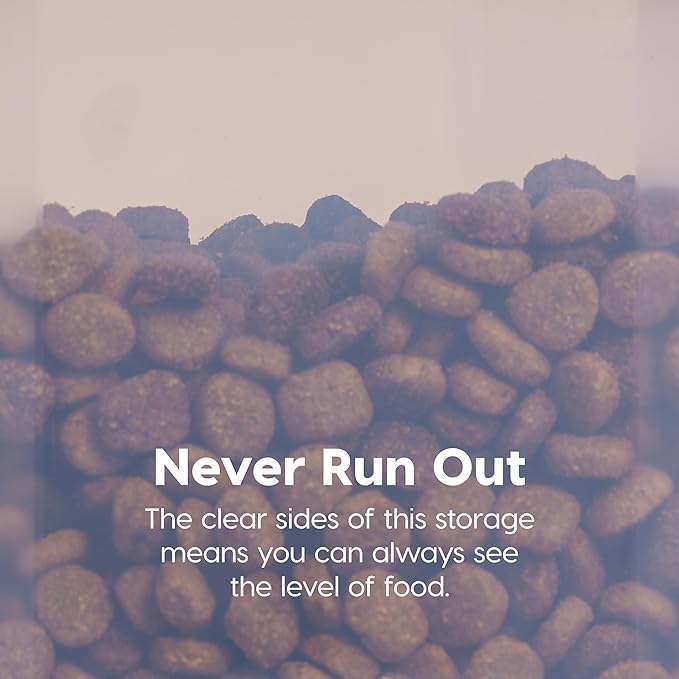 IRIS USA Airtight Dog Food Storage Container, WeatherPro, Up to 40 lbs, Removable Wheels, for Dog Cat Bird and Other Pet Food Storage Bin, Keep Fresh, Translucent Body, Made in USA, Clear/Almond