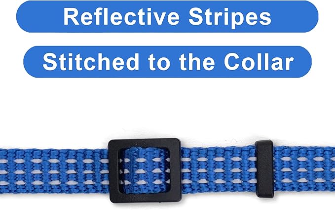 Pawtitas Reflective Blue Cat Collar with Safety Buckle and Removable Bell for Kitten and Cats