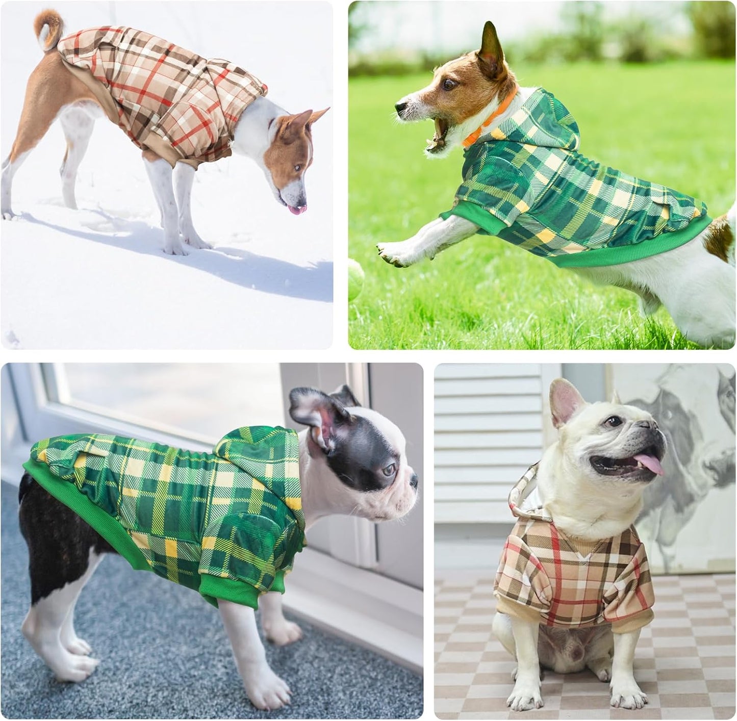 BEAUTYZOO Dog Hoodie Sweaters for Small Medium Large Size Dogs Girls Boys- Premium Quality, Ultra Soft, Superior Comfort Fit, Fleece Lined Hooded Sweatshirt- Cold Weather Pet Clothes Winter Coat,Plaid