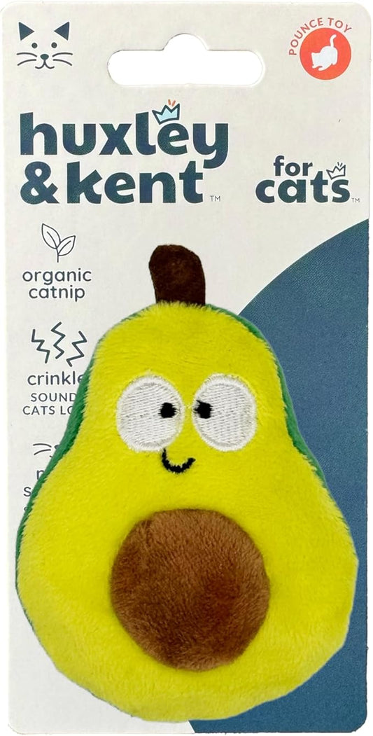 Huxley & Kent Popper Plush Cat Toy - Interactive Catnip Toy for Cats & Kittens - Treat Hiding Soft with Crinkle & Catnip - Fun Indoor Play - Avocado Popper