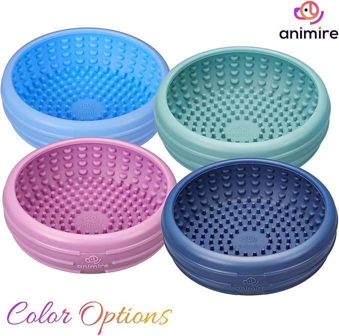 Dog Lick Bowl, Animire Freeze Lick Mat for Dogs, Non-Slip Slow Feeder Licking Bowl Enrichment Treat for Distraction Anxiety Relief, Food Grade Silicone, Dishwasher Safe(Dark Blue,L)