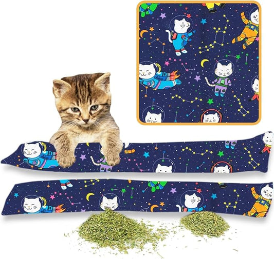 Catnip Kicker Toys – 15" Set of 2, Durable Cat & Kitten Kick Sticks, 100% Fresh Catnip. Made in USA. Encourages Exercise & Play for Cats of All Breeds. Interactive Catnip Toy (Space Cats)