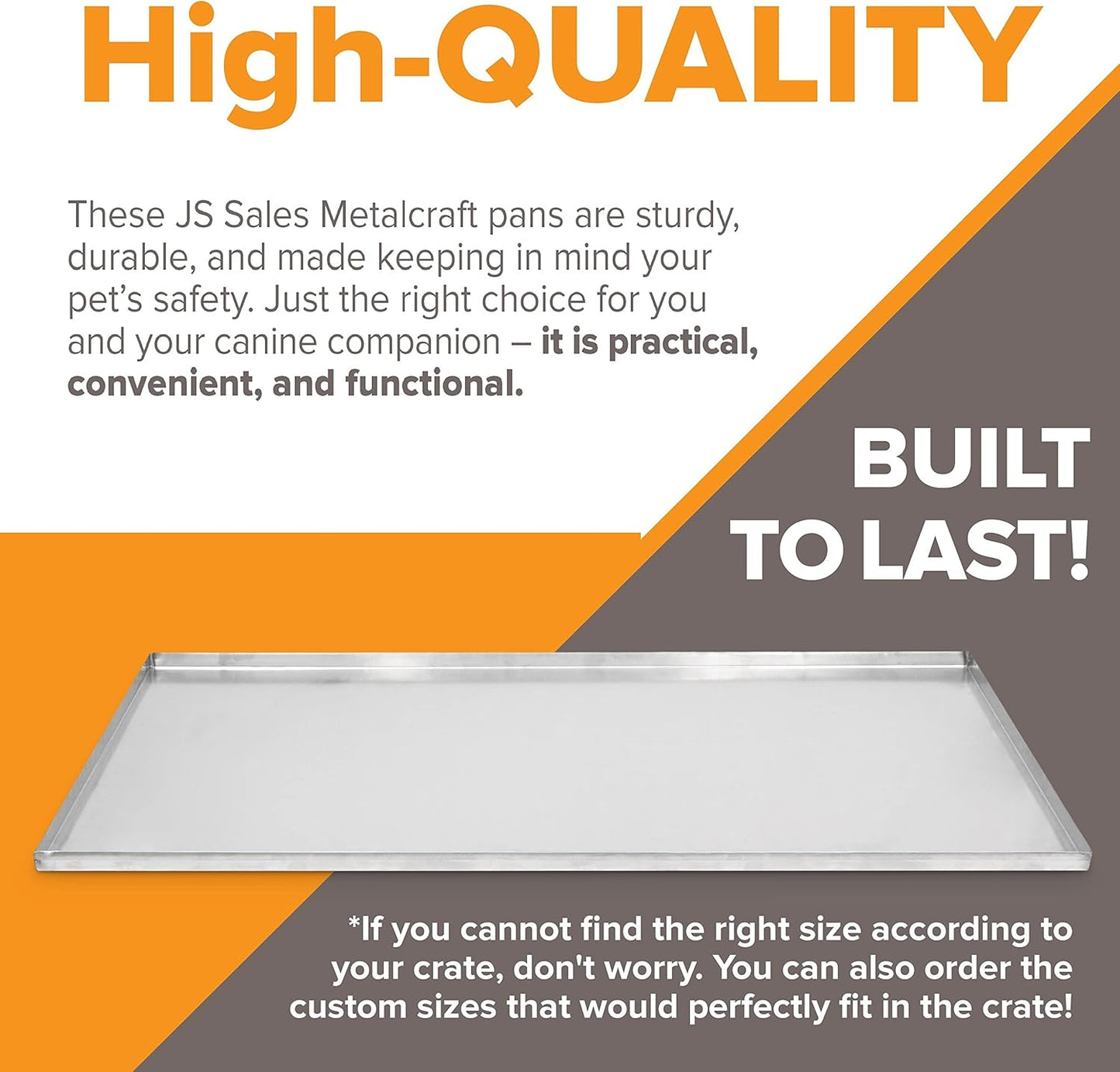 35.25" x 17.5" Metal Replacement Dog Crate Pan Chew Proof Crack Proof Pet Kennel Tray Central Dog Training Crate Pan Pet Supplies, Stainless Steel, 1" H