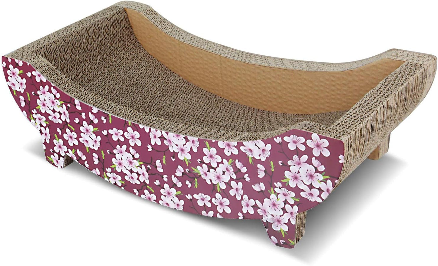 Cat Scratching Post Lounge Bed, Boat Shape Cat Scratcher Cardboard, Durable Recycle Board Pads Prevents Furniture Damage