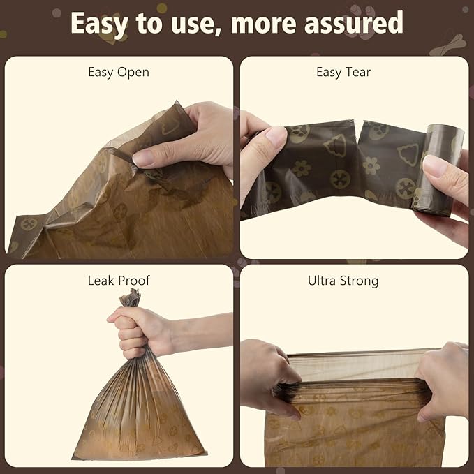 DBFAIRY Dog Poop Bags Coffee Scented, 18 Rolls 270 Count Compostable Dog Waste Bags Strong Thick, Leak Proof and Portable Poo Bags Refill Rolls for Dogs and Cats