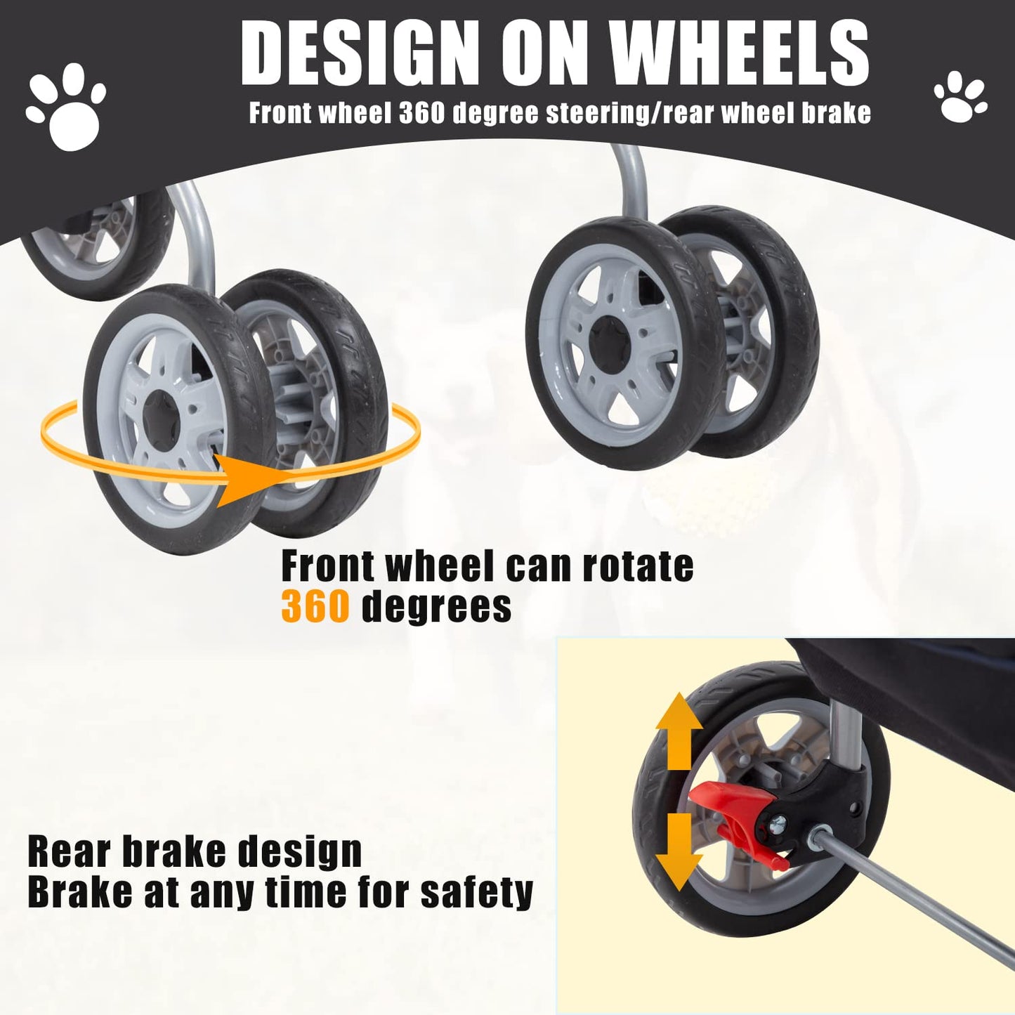 Pet Stroller 4 Wheels Dog Cat Stroller for Small Medium Dogs Cats Foldable Puppy Stroller with Storage Basket and Cup Holder,Black