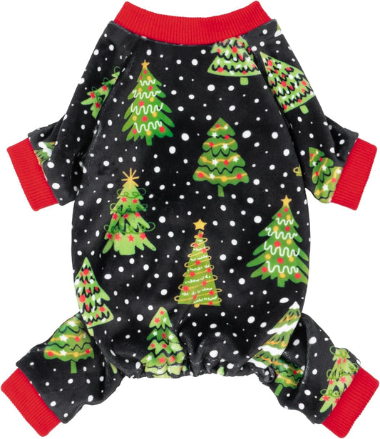 Fitwarm Christmas Tree Dog Pajamas, Christmas Clothes for Small Dogs Boy Girl, Holiday Pet Outfit, Black, Red, Green, Yellow, XL