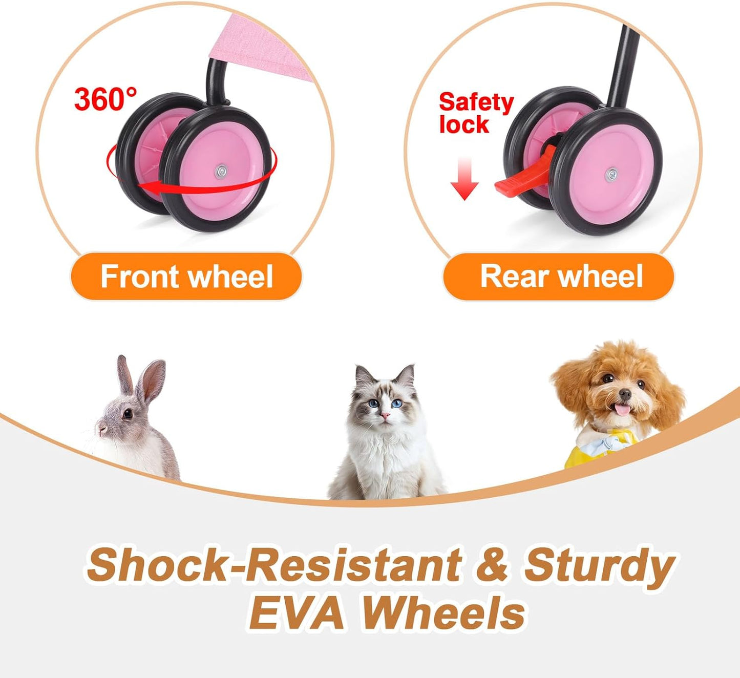 Umbrella Dog Stroller, 4 Wheels Pet Strolling, Foldable Carrier Pet Stroller for Small Dogs Cats, with Carrying Strap and Cup Holder, Dog Poop Bags & Dispenser, Up to 33 lbs, Pink