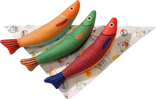 Cat Toys with Soft Chew Kicker Cat Toys for Indoor Cats & Kittens, Crinkle &Rattle Fish Sound Toy (3 Packs)
