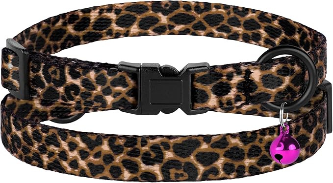 4PCS Breakaway Cat Collars with Bell - Cute Soft Adjustable Safety Kitten Collars 4-Pack - Nylon Pet Collars Nature Tribal Striped Floral Space Aztec Flowers Print (Animal Print)