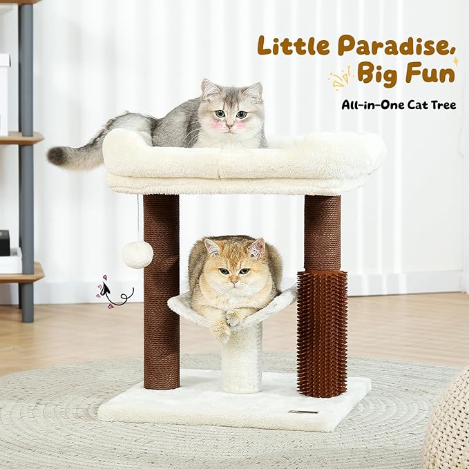 Hoopet cat Tree Tower,cat Scratching Post for Indoor Cats,Featuring with Super Cozy Perch,Cat Self Groomer and Interactive Dangling Ball Great for Kittens and Cats