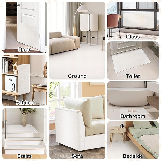 78.7x15.8in Large Size Durable Cat Scratch Furniture Protector,Self-Adhesive Couch Protector from Cat Claws,DIY Scratch Furniture Protector for Cats,Trimmable Climbing Scratching Mat,Off-White