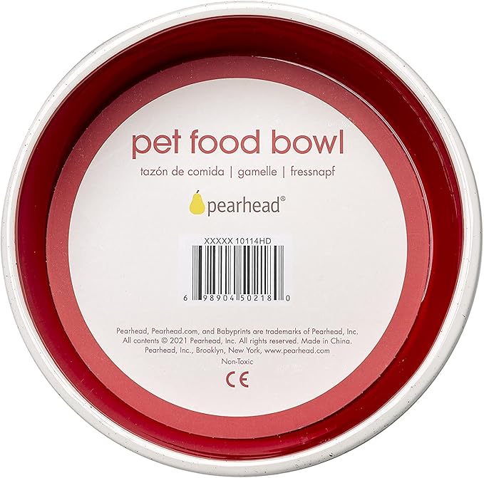 Pearhead Ceramic Paw Humbug Dog Bowl, Holds 3 Cups, Christmas Holiday Speckled Stoneware Design, Pet Feeding Dish, Microwave and Dishwasher Safe, Medium