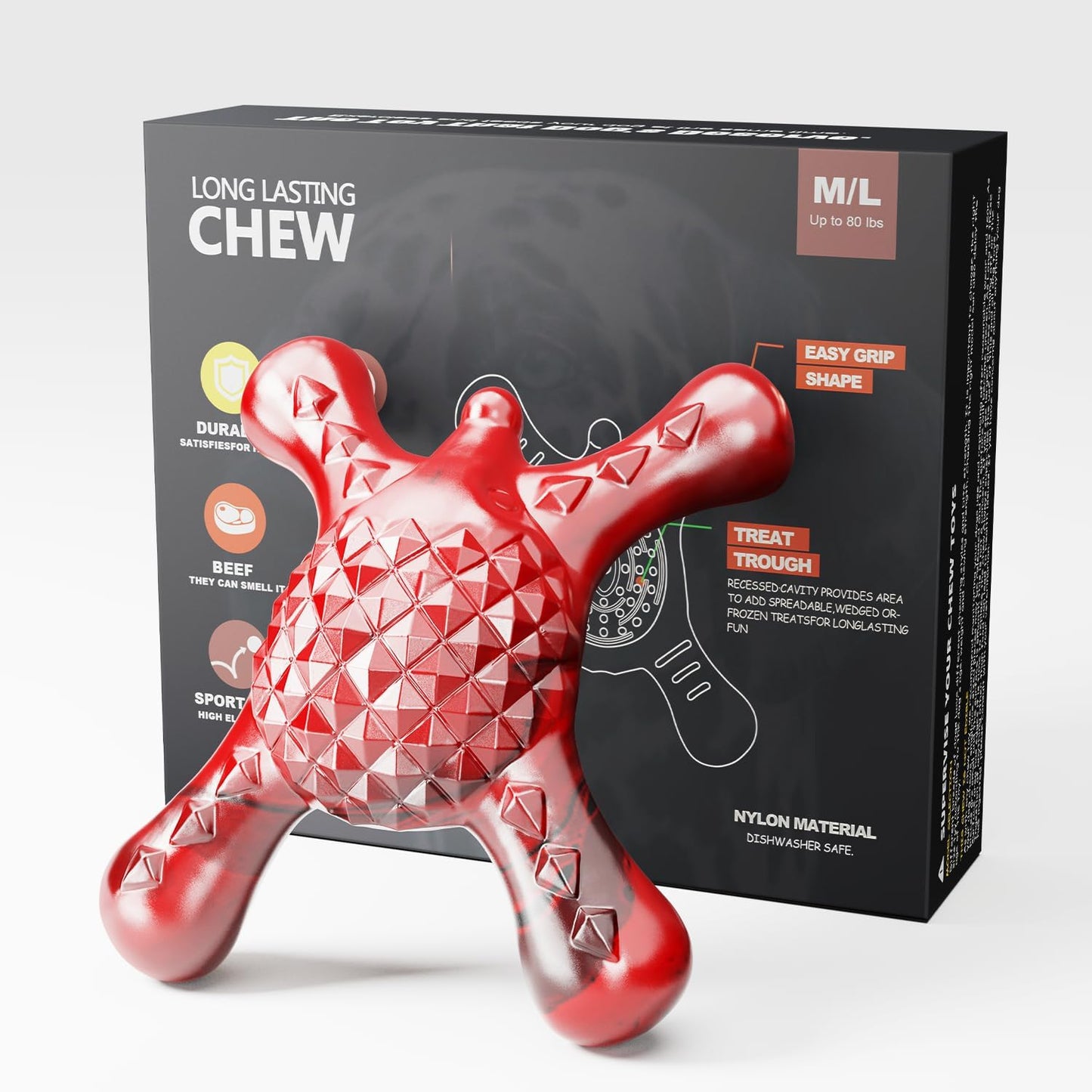 Indestructible Dog Chew Toy for Aggressive Chewers – Tough Nylon Bone for Small Dogs and Puppy Teething, Durable Chew for Super Chewers with Bacon Flavor
