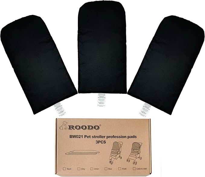 ROODO Pet Stroller Inner Pad for Exclusive Use,Original,Replaceable,Easy to Clean,Set of 3 pc(Black)
