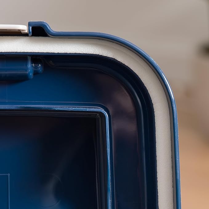 IRIS USA Airtight Dog Food Storage Container, Up to 30 lbs, Attachable Wheels, for Dog Cat Bird and other Pet Food Storage Bin, Keep Fresh, Easy Mobility, BPA Free, Navy/Pearl