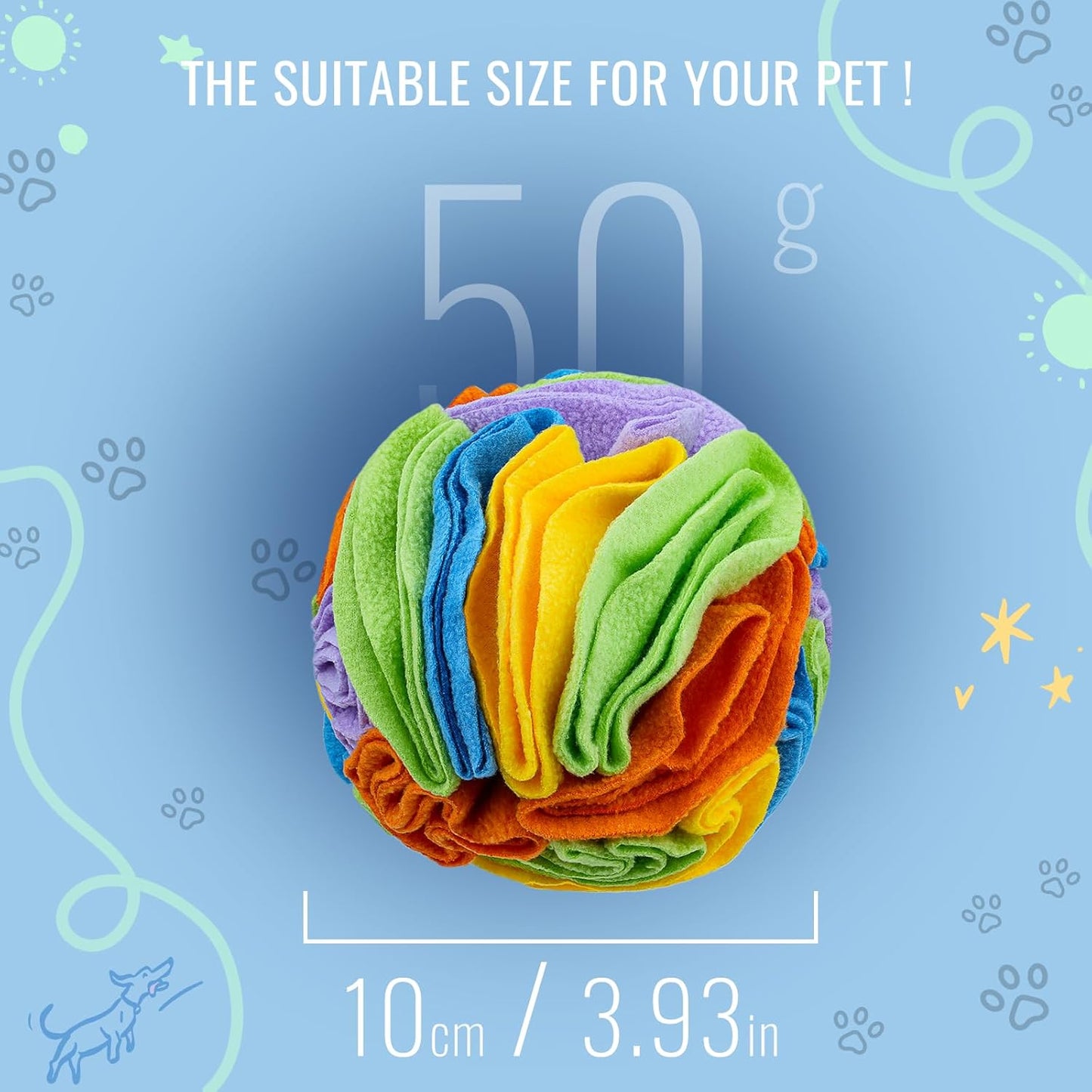 Pet Snuffle Ball, Puzzle Sniffing Interactive Dog Ball for Blind Dogs Training Stress Relief Dog Enrichment Toys Treat Machine Washable (Sweet Purple, 10cm)