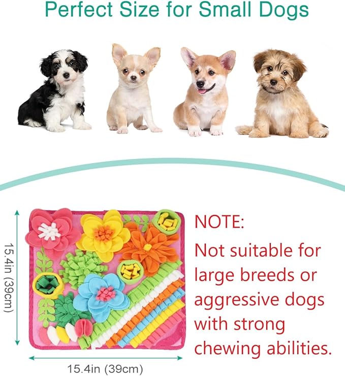 ORIA Snuffle Mat for Dogs, Pet Treats Feeding Mat, Interactive Foraging Mat for Boredom, Mental Stimulation, Encourages Natural Foraging Skills, Slow Eating, 15.4 x 15.4 in