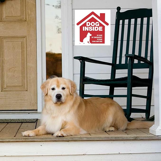 7 Pack Pet Dog Alert Signs Stickers 5x5 Inch Dog Inside Emergency Please Save Our Dog Sign Decal Selignf-Adhesive Vinyl Sign for Ultimate UV, Weather, Scratch, Water and Fade Resistance, Indoor and Outdoor red