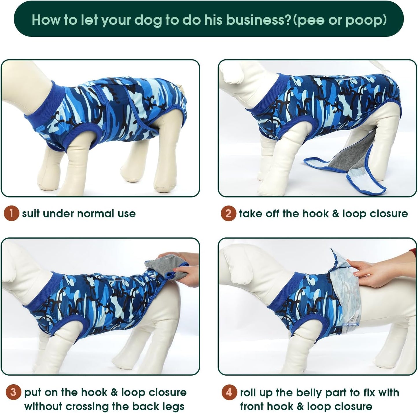 Kuoser Recovery Suit for Dogs Cats After Surgery, Professional Pet Recovery Shirt Dog Abdominal Wounds Bandages, Substitute E-Collar & Cone,Prevent Licking Dog Onesies Pet Surgery Recovery Suit