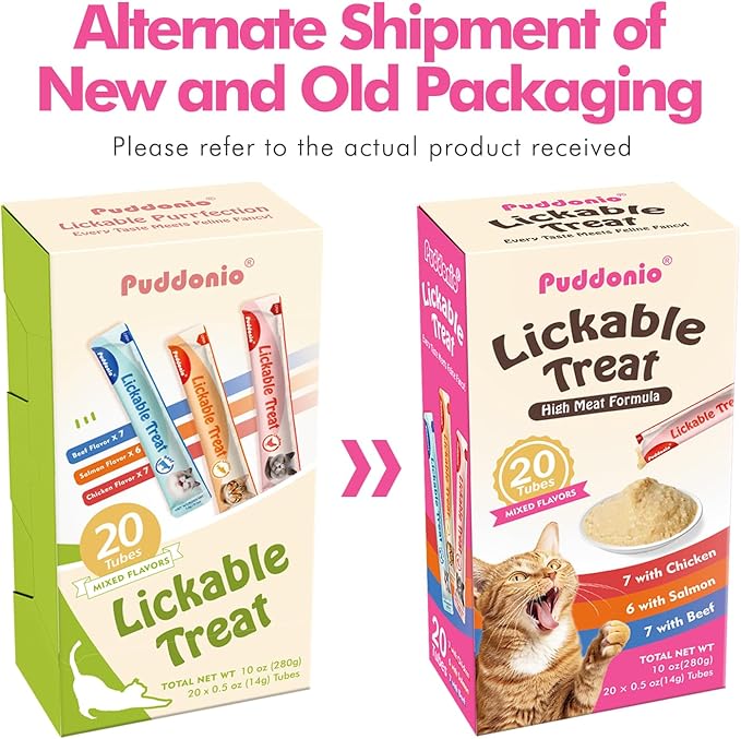 High-Meat Lickable Cat Treats, Grain & Gum Free, No Additives, All-Natural High Protein Puree, 0.5oz Tubes (Pack of 20)
