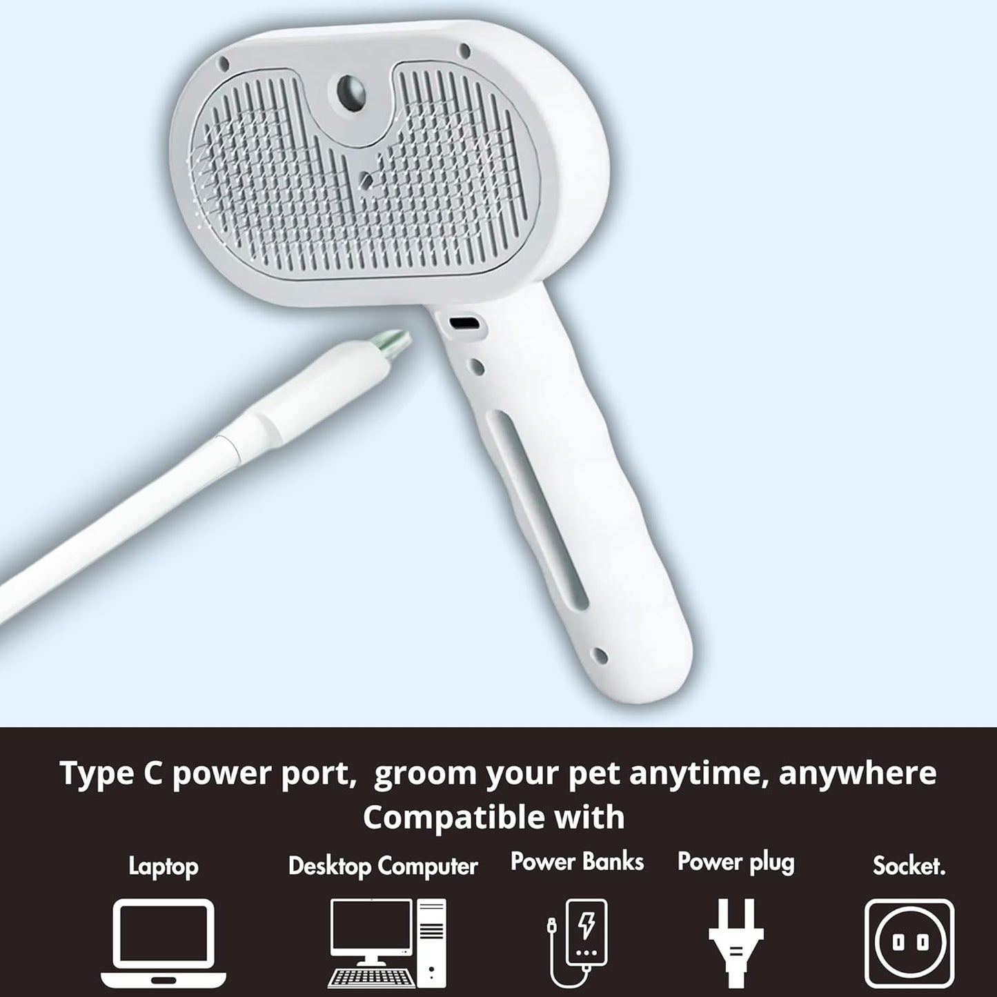 4 in 1 Cat Steam Brush: steam brush for cats, Grooming, Shedding, Mist Spray, Hair Removal Comb & Massager, USB Rechargeable Self Cleaning cat steam brushes for indoor cats - Pink