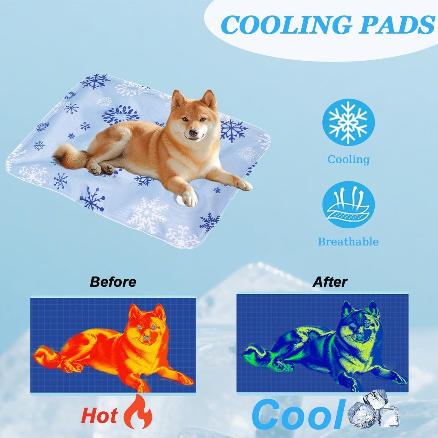 Dog Cooling Mat, Cooling Mat for Dogs & Cats, Provides Instant Relief for Small, Medium, Large Dogs, Washable, Non-Slip Design, Perfect for Hot Summer Days to Keep Pets Comfortable (S 16''*20'')