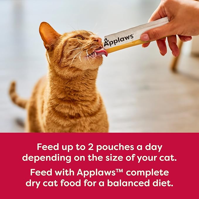 Applaws Lickable Cat Treats, Natural Grain-Free Purée, Made with Limited and Natural Ingredients, No Artificial Additives, Chicken & Tuna Squeeze Up Cat Treats (24 x 0.5 oz Sachets)