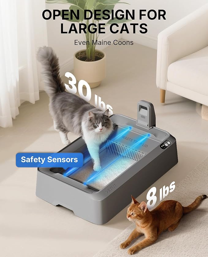 PETKIT Open-Top & AI Camera Self Cleaning Cat Litter Box, Urinary Health Monitor Automatic Cat Litter Box, Smart Robot with 2-Way Raking/5G WiFi/Safety Sensors/Odor Control for Multiple Cats (Grey)