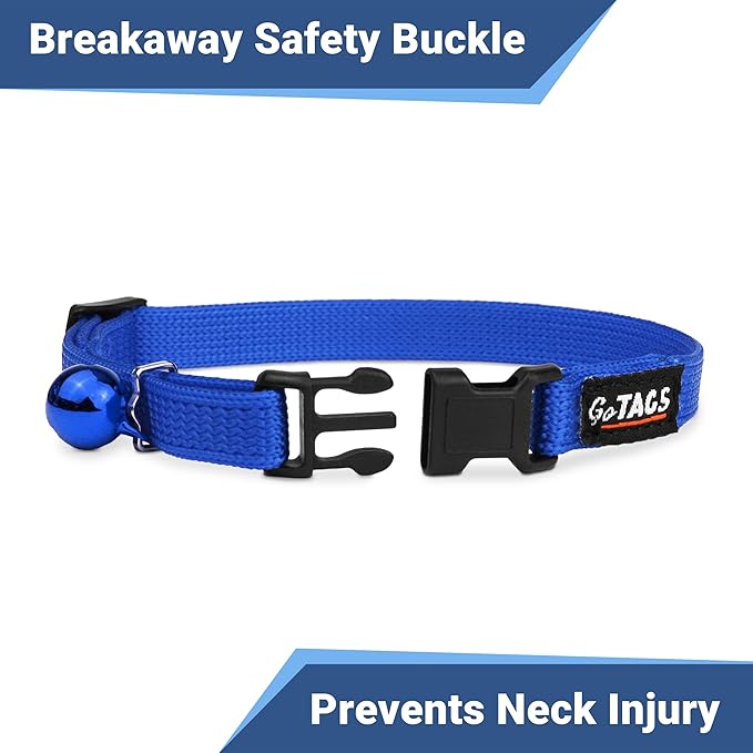 GoTags Personalized Reflective Cat Collars with Tag, Engraved Custom with Name and Phone, Breakaway Collar with Safety Buckle and Bell, Adjustable for Cats and Kitten, (Orange with Nameplate)