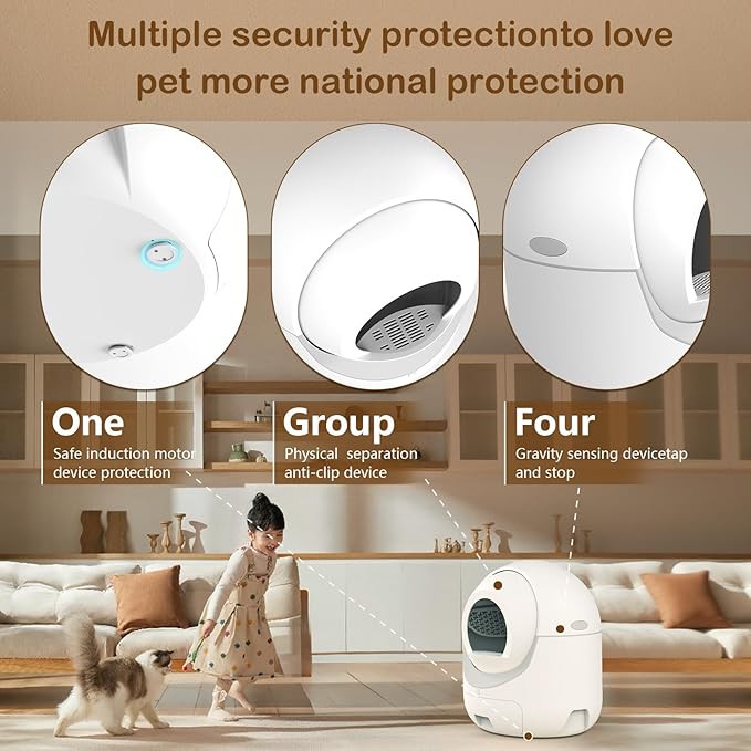 Self Cleaning Cat Litter Box with APP Control, Automatic Liiter Box for Multiple Cats, Quiet Operation, Large Space, Includes Cat Litter Box Liners