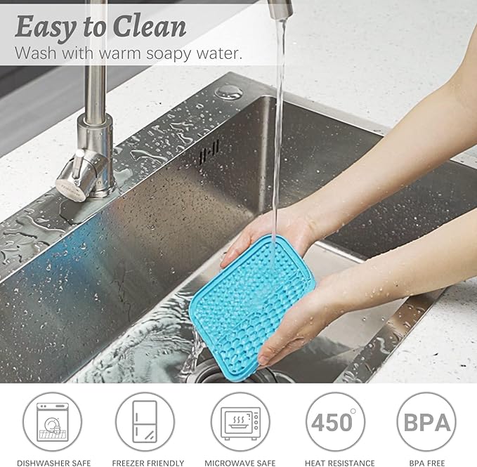 MateeyLife 2PCS Small Lick Mat for Dogs and Cats, Licking Mats for Dog Anxiety Relief, Cat Peanut Butter Lick Pad for Boredom Reducer, Dog Treat Mat Perfect for Bathing Grooming Blue&Green