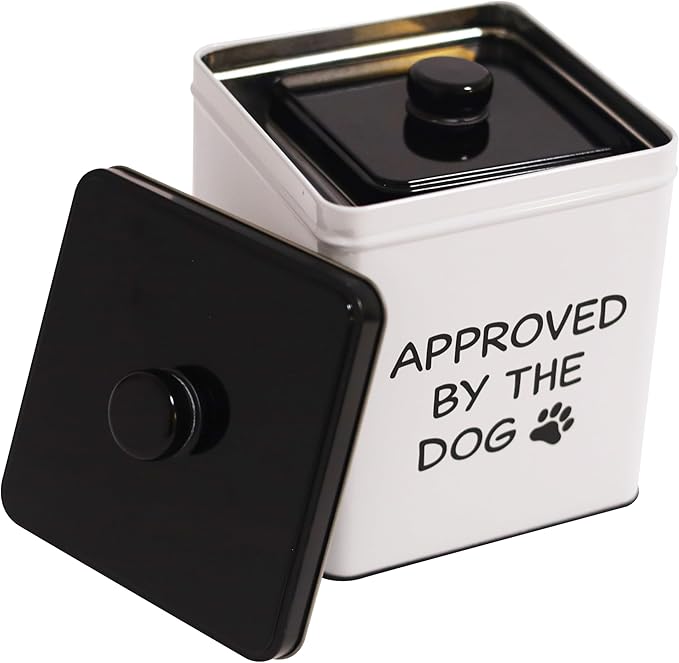 2pc Set Square Storage Dog Tin Container for Treats, Food, Storage, Supplies, Toys (Approved by the Dog)