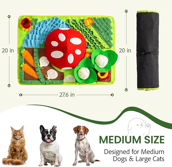 Mewoo Snuffle Mat for Dogs, 27.6" x 20“ Sniff Mat Slow Feeding Mat with Squeaky for Pets, Dog Snuffle Enrichment Puzzle Interactive Dog Toys for Boredom