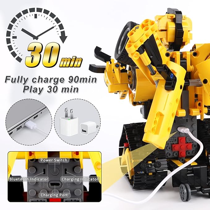 2-in-1 Build a Robot Kit,901 Pieces Remote & APP Controlled Robot or Race Car,Robotic Building Blocks Toys STEM Projects for Kids Ages 8 9 10 11 12 13 14,Chirstmas Birthday Gift for Boys