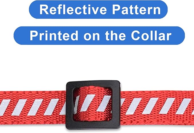 Pawtitas Personalized Red Reflective Cat Collar – Adjustable Custom Collar with Safety Buckle, Removable Bell, and Engraved Name & Phone Number for Kittens and Adult Cats