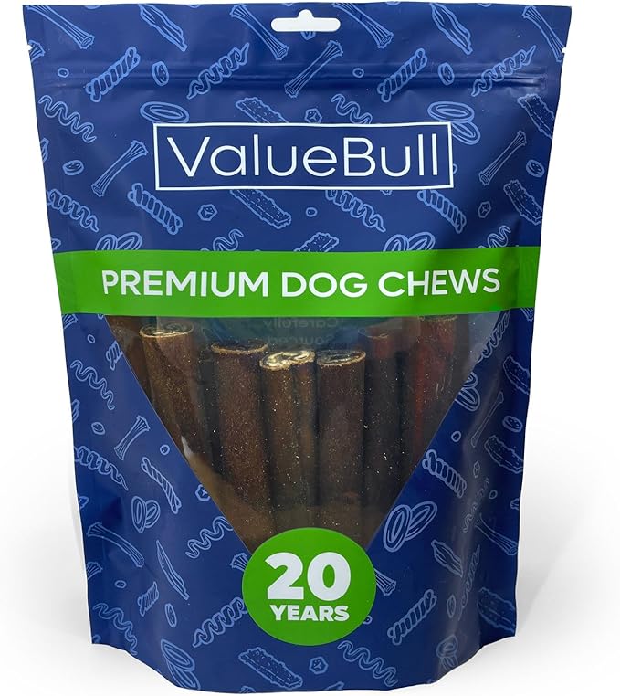 ValueBull Collagen Sticks for Dogs, 6 Inch Jumbo Chews, Natural Long-Lasting Dog Treats, 25 Count - Supports Joints, Skin & Coat with Chondroitin & Glucosamine