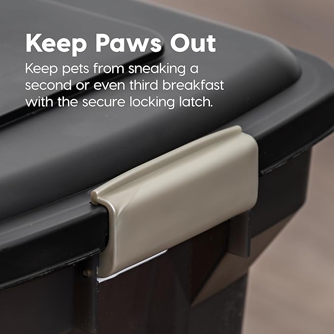 IRIS USA 22 Lbs / 28 Qt WeatherPro Airtight Pet Food Storage Container with Attachable Casters, For Dog Cat Bird and Other Pet Food Storage Bin, Keep Fresh, Easy Mobility, BPA Free, Smoke