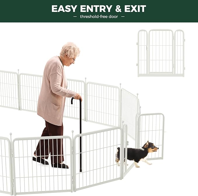 FXW Rollick Unleashed Dog Playpen for Indoor, Yard, RV Camping, 24 inch 48 Panels for Small and Puppy Dogs, White│Patented