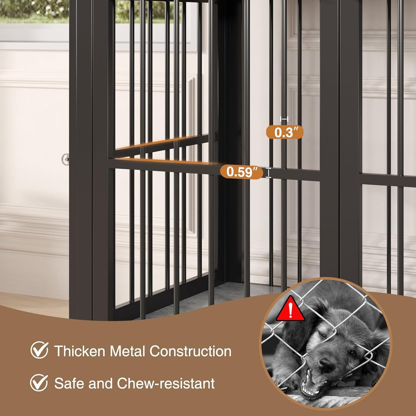 39.4" Dog Crate Furniture for Medium and Large Breed, Dog Kennel Furniture with Storage Shelf & Lockable Wheels, Heavy Duty Wooden End Side Table Pet Cage Indoor, Chew-Resistant, Grey