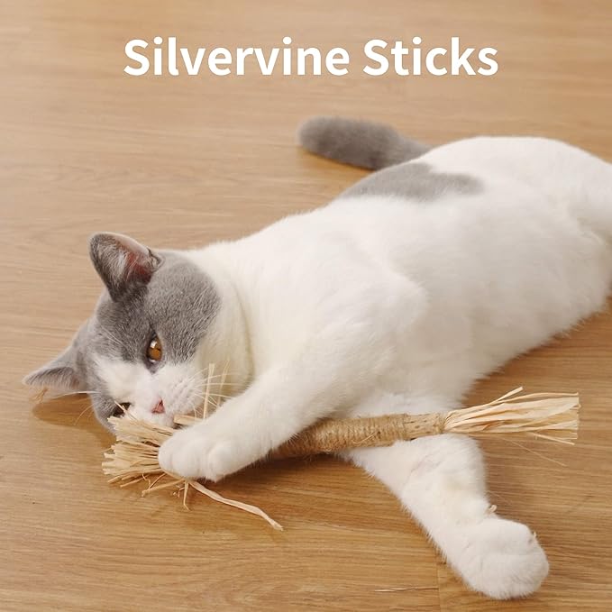 PAZ'S GIFT Catnip Toy Cat Toys Catnip Toy cat chew Toy cat Kicking silvervine Stick Teeth Cleaning Cute Kitten Teething Indoor Interactivecat Dental Care Matatabi (Raffia 3pcs)