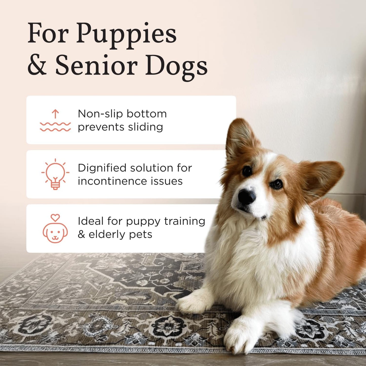 LOVEWAG Washable Dog Pee Pads, 24" x 16", Waterproof, Non-Slip, Super Absorbent, Reusable Machine-Washable, 2-Pack (Silvered Blue)