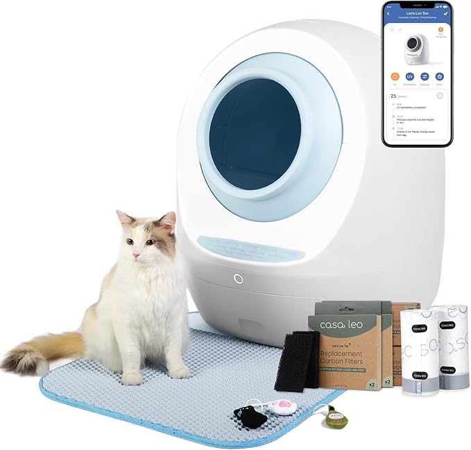 Casa Leo Leo’s Loo Too Self‑Cleaning Cat Litter Box – with UV